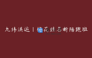 九纬洪运|梅花姓名断陪跑班