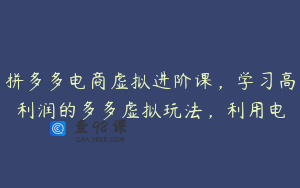 拼多多电商虚拟进阶课，学习高利润的多多虚拟玩法，利用电