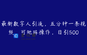 最新数字人引流，五分钟一条视频，可矩阵操作，日引500