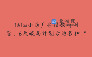 TikTok小店广告投放特训营，6天破局计划专治各种“