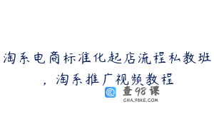 淘系电商标准化起店流程私教班，淘系推广视频教程