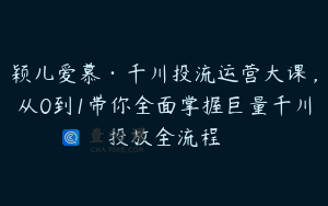 颖儿爱慕·千川投流运营大课,从0到1带你全面掌握巨量千川投放全流程