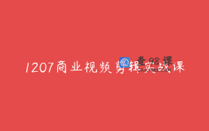 1207商业视频剪辑实战课