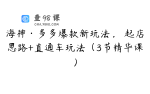 海神·多多爆款新玩法，​起店思路+直通车玩法（3节精华课）