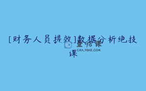 [财务人员提效]数据分析绝技课
