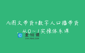 Ai图文带货+数字人口播带货，从0~1实操体系课