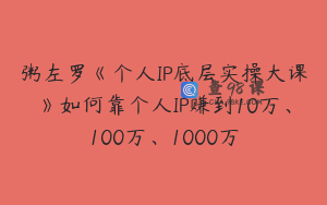 粥左罗《个人IP底层实操大课》如何靠个人IP赚到10万、100万、1000万