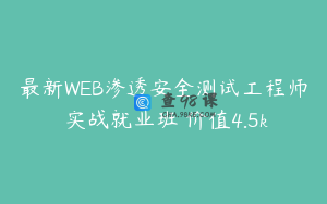 最新WEB渗透安全测试工程师 实战就业班 价值4.5k