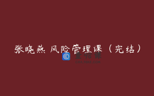 张晓燕 风险管理课（完结）