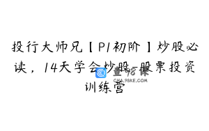 投行大师兄【P1初阶】炒股必读，14天学会炒股-股票投资训练营