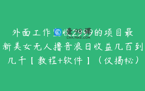 外面工作室收2999的项目最新美女无人撸音浪日收益几百到几千【教程+软件】（仅揭秘）