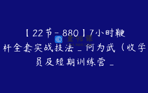 【22节-￥880】7小时鞭杆全套实战技法_何为武（收学员及短期训练营_