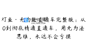 灯鱼·无为法直通车完整版：从0到彻底精通直通车，用无为法思维，永远不会亏损