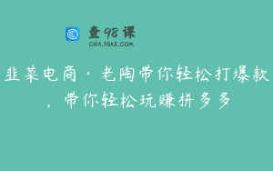 韭菜电商·老陶带你轻松打爆款，带你轻松玩赚拼多多