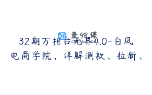 32期万相台无界4.0-白凤电商学院，详解测款、拉新、