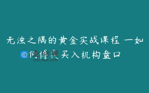 无浊之隅的黄金实战课程―一如何博弈买入机构盘口