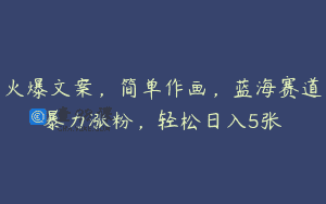 火爆文案，简单作画，蓝海赛道暴力涨粉，轻松日入5张
