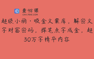 超级小丽·吸金文案库，解密文字财富密码，挥笔点字成金，超30万字精华内容