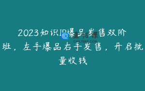 2023知识IP爆品发售双阶班，左手爆品右手发售，开启批量收钱