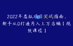 2022年虚拟项目实战指南，新手从0打造月入上万店铺【视频课程】