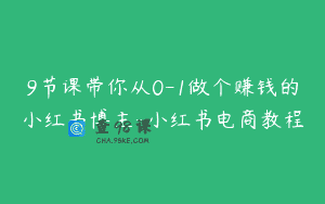 9节课带你从0-1做个赚钱的小红书博主-小红书电商教程