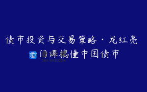 债市投资与交易策略·龙红亮 一门课搞懂中国债市