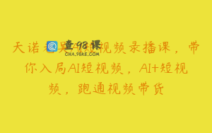 天诺老吴AI短视频录播课，带你入局AI短视频，AI+短视频，跑通视频带货