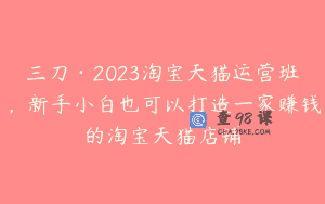 三刀·2023淘宝天猫运营班，新手小白也可以打造一家赚钱的淘宝天猫店铺