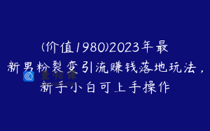 (价值1980)2023年最新男粉裂变引流赚钱落地玩法，新手小白可上手操作