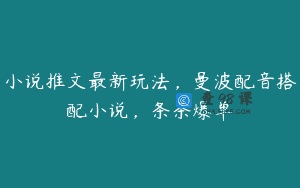 小说推文最新玩法，曼波配音搭配小说，条条爆单