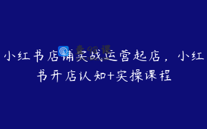 小红书店铺实战运营起店,小红书开店认知+实操课程