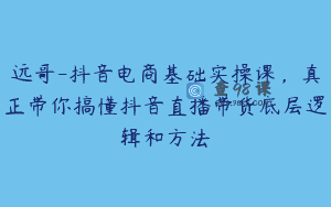 远哥-抖音电商基础实操课，真正带你搞懂抖音直播带货底层逻辑和方法