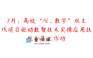 7月：高校“AI_教学”双主线项目驱动数智技术实操应用技能合集工作坊
