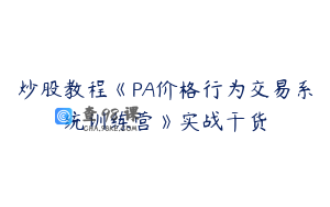 炒股教程《PA价格行为交易系统训练营》实战干货