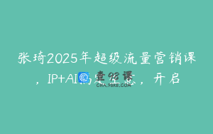 张琦2025年超级流量营销课，IP+AI搞定生意，开启