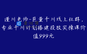 谨川老师-巨量千川线上社群,专业千川计划搭建投放实操课价值999元