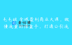 毛毛姐・全域盈利商业大课，做懂流量的操盘手，打通公引流
