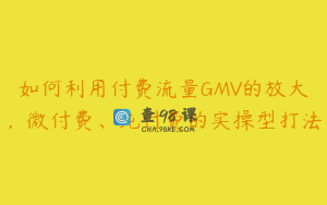 如何利用付费流量GMV的放大,微付费、纯付费的实操型打法