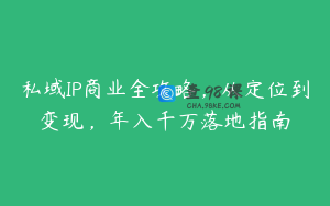 私域IP商业全攻略，从定位到变现，年入千万落地指南