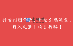 抖音闪图带货，轻松引爆流量，日入几张【项目拆解】
