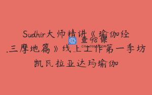 Sudhir大师精讲《瑜伽经.三摩地篇》线上工作第一季坊凯瓦拉亚达玛瑜伽