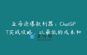 亚马逊爆款利器：ChatGPT实战攻略，以最低的成本和