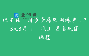 纪主任·拼多多爆款训练营【23/03月】，线上​复盘巩固课程