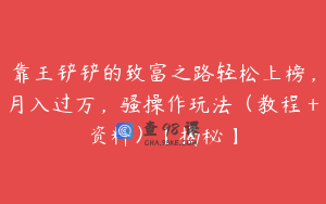 靠王铲铲的致富之路轻松上榜,月入过万,骚操作玩法(教程+资料)【揭秘】