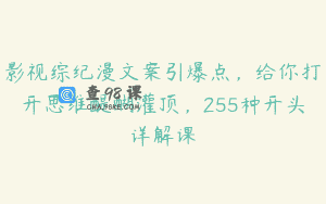 影视综纪漫文案引爆点，给你打开思维醍醐灌顶，255种开头详解课