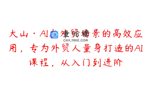 大山·AI在外贸场景的高效应用，专为外贸人量身打造的AI课程，从入门到进阶