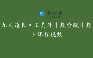 九龙道长《王员外斗数紫微斗数》课程视频