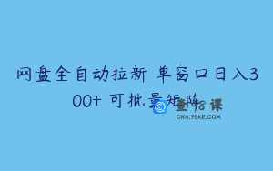 网盘全自动拉新 单窗口日入300+ 可批量矩阵