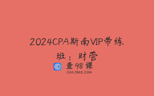 2024CPA斯南VIP带练班：财管