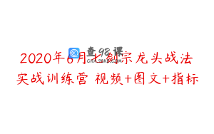 2020年6月七剑宗龙头战法实战训练营 视频+图文+指标